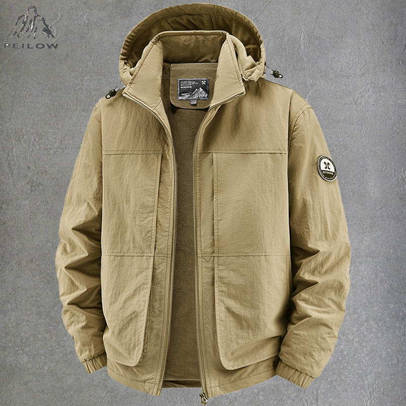Quality Winter Clothing Bomber Jacket - Plus Velvet Thick Warm Multi Pocket