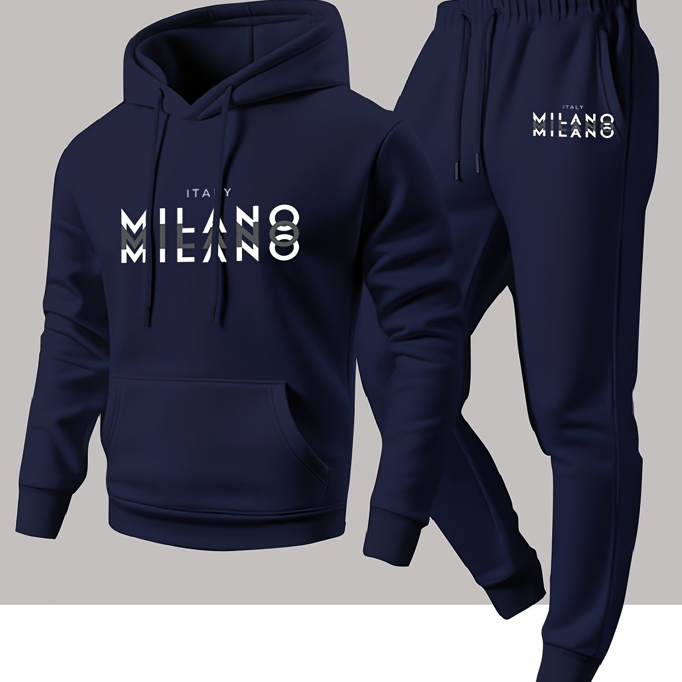 Winter Clothing Hoodie - Trendy Men's Italian Milan Letter Pattern