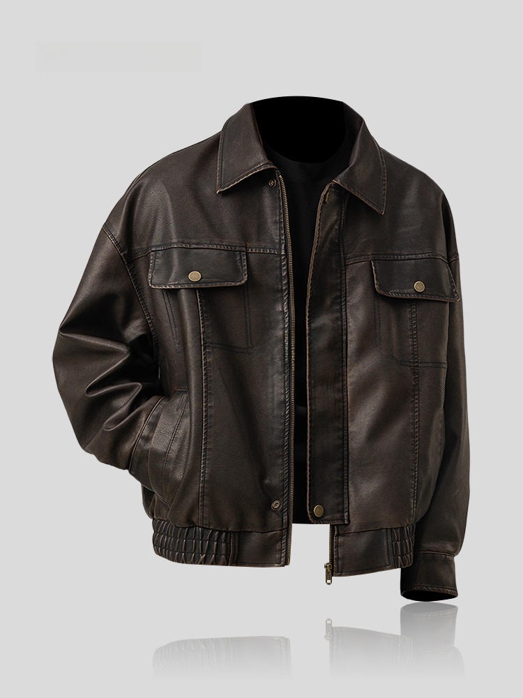 Trendy Loose Men's Leather Jac - Winter Sun Clothing recension och pris