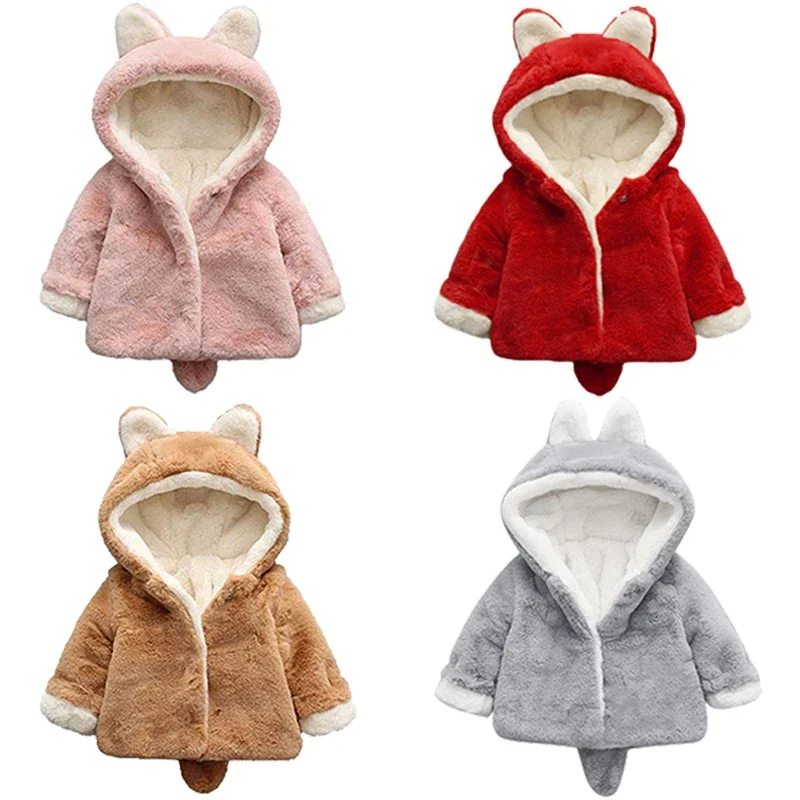 Cute Cat Ears Plush Baby Jacke - Winter Clothing Toddler Girl recension och pris