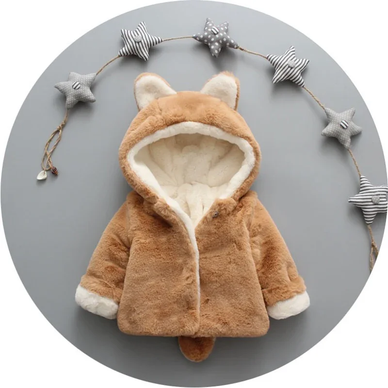 Cute Cat Ears Plush Baby Jacke - Winter Clothing Toddler Girl recension och pris