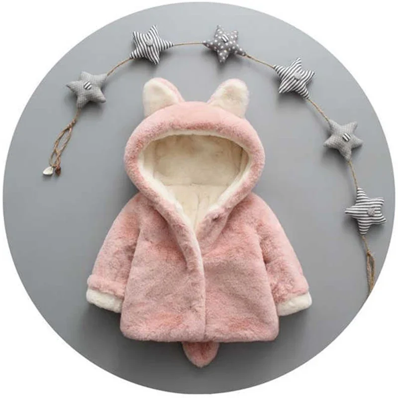 Cute Cat Ears Plush Baby Jacke - Winter Clothing Toddler Girl recension och pris